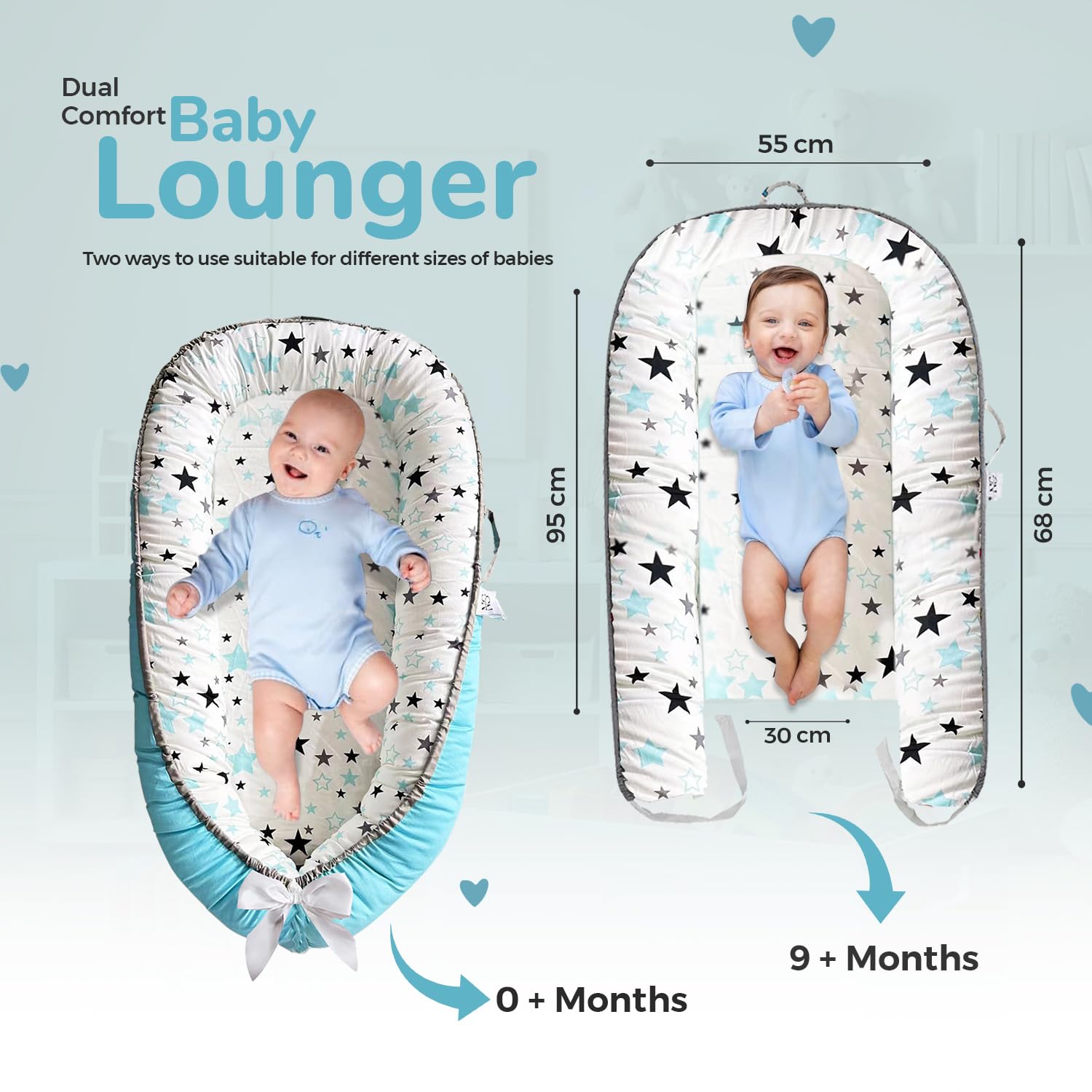 NobleSelect Lounger's breathable fabric keeps baby comfy during play and rest.