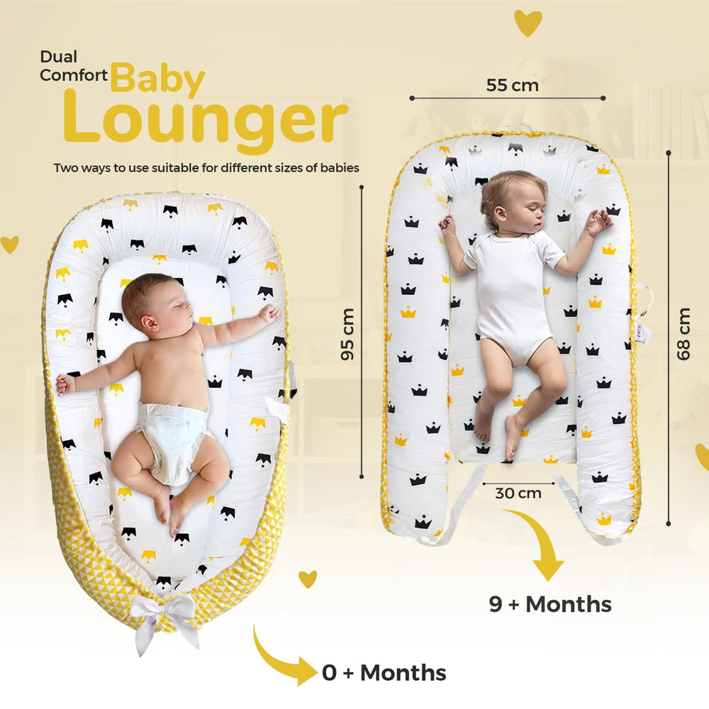 NobleSelect lounger in soft cotton fabric for gentle tummy time support