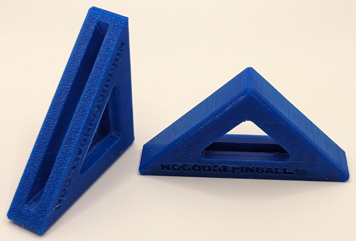 No Gouge Pinball electric blue corner protectors safeguard glass edges during storage and handling.