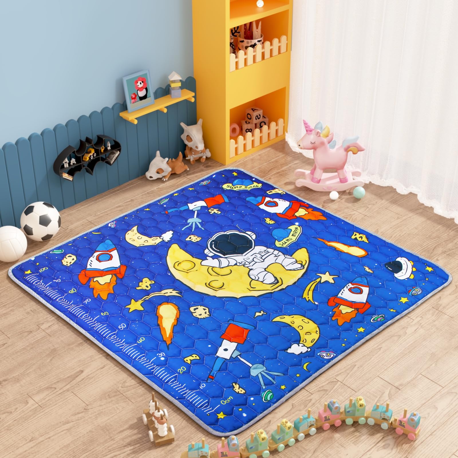 Nohlerlife baby play mat 50x50 blue flat view for roomy crawling space