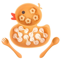 Nohlerlife baby suction plate with duck design, perfect for mess-free meals.