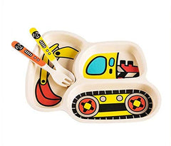 Nohlerlife bulldozer plate set keeps meals organized and engaging.