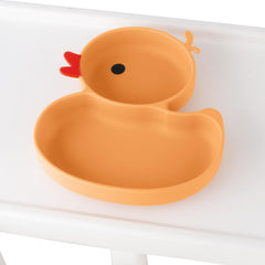 Nohlerlife divided plate shows two compartments for varied baby foods.