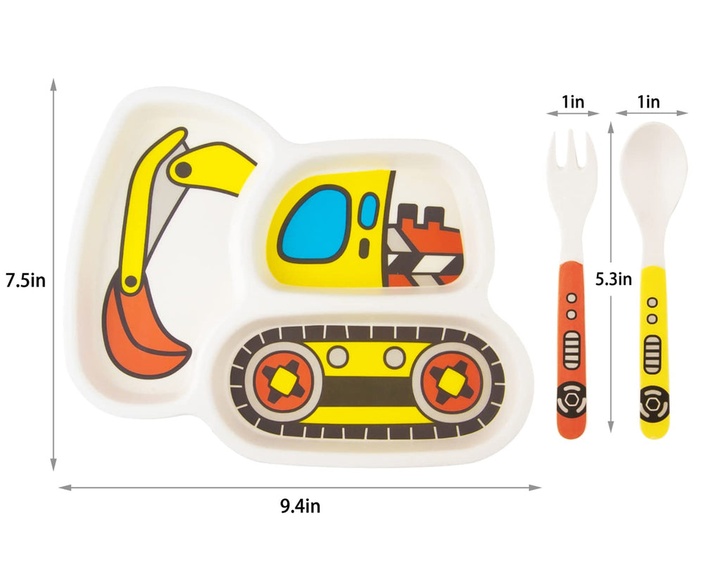 Nohlerlife Excavators baby dinnerware blends fun with safety.