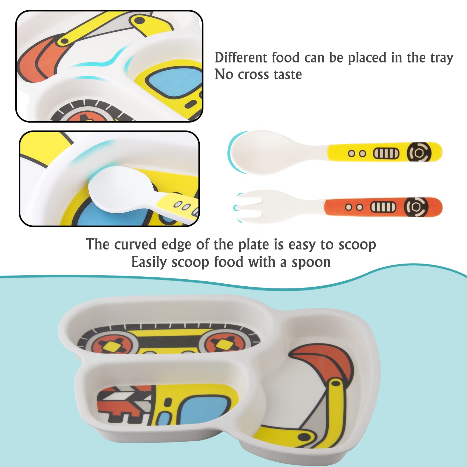 Nohlerlife Excavators dinnerware set is BPA-free for safe meals.