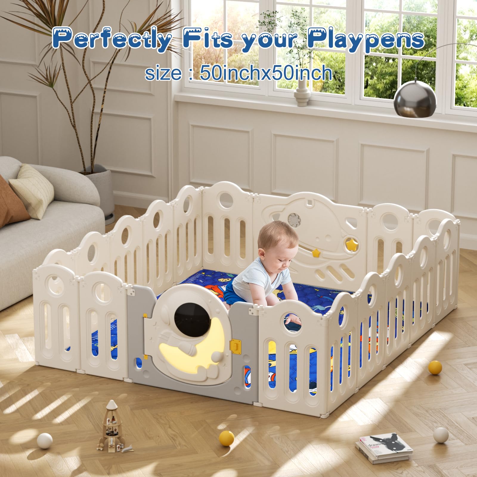 Nohlerlife foldable play mat blue ready for travel and storage