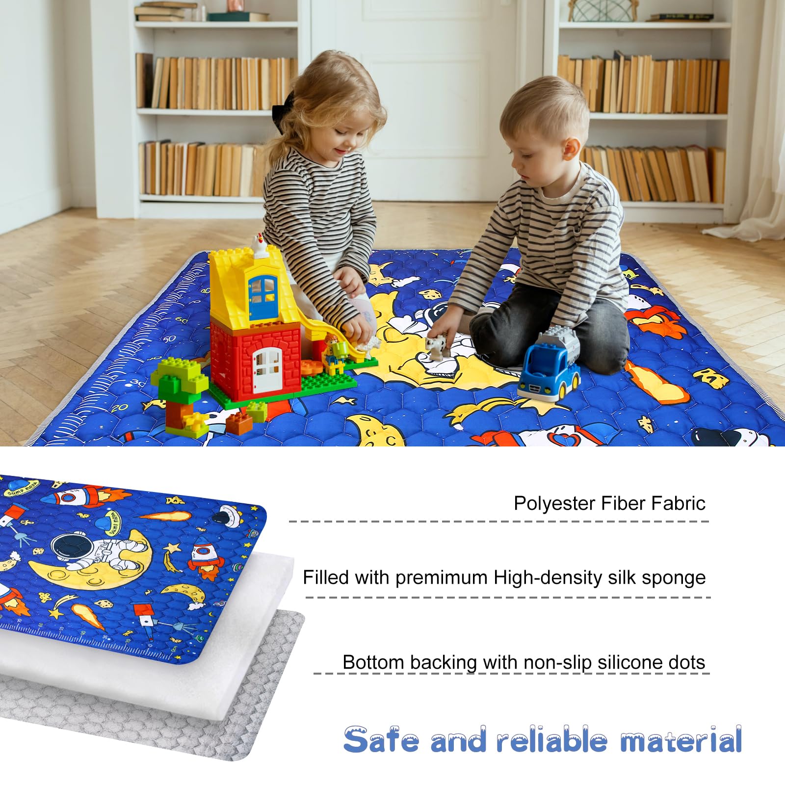 Nohlerlife indoor outdoor use blue mat expanding play area
