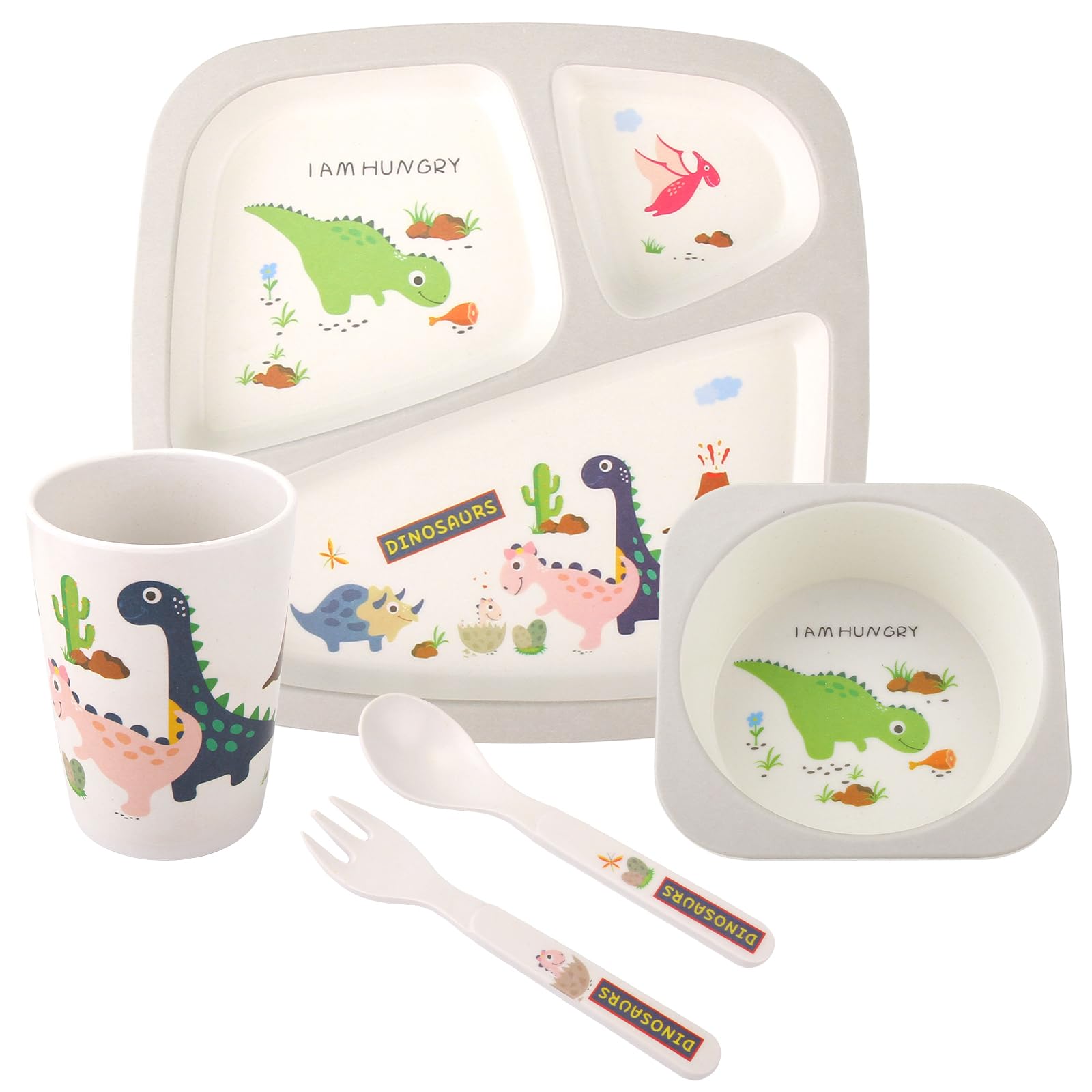 Nohlerlife kids tableware set dinosaurs: supports independent eating and easy cleanup.
