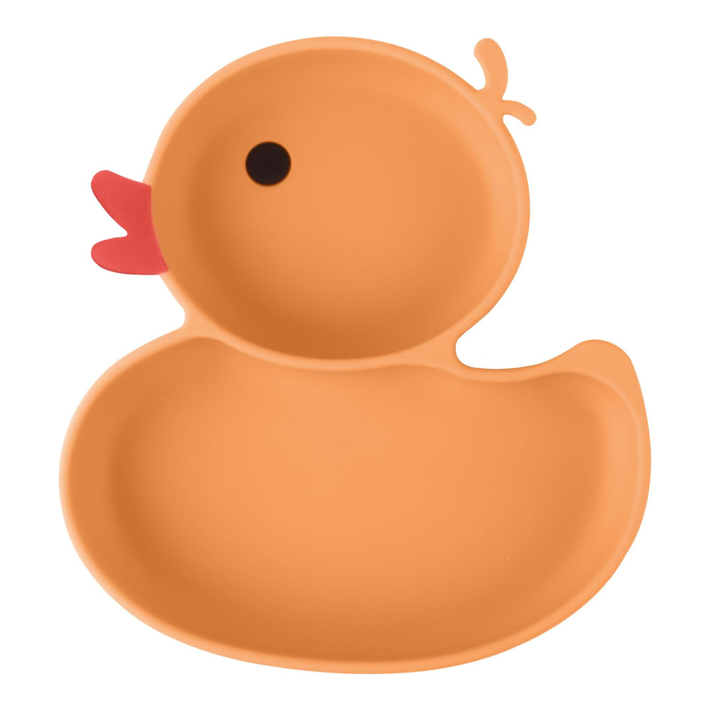 Nohlerlife orange silicone plate highlights fun mealtime for toddlers.