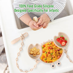 Nohlerlife suction bowl prevents spills during toddler meals and promotes independent eating.