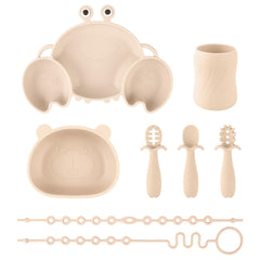 Nohlerlife silicone feeding plate with suction keeps meals in place for self-feeding.