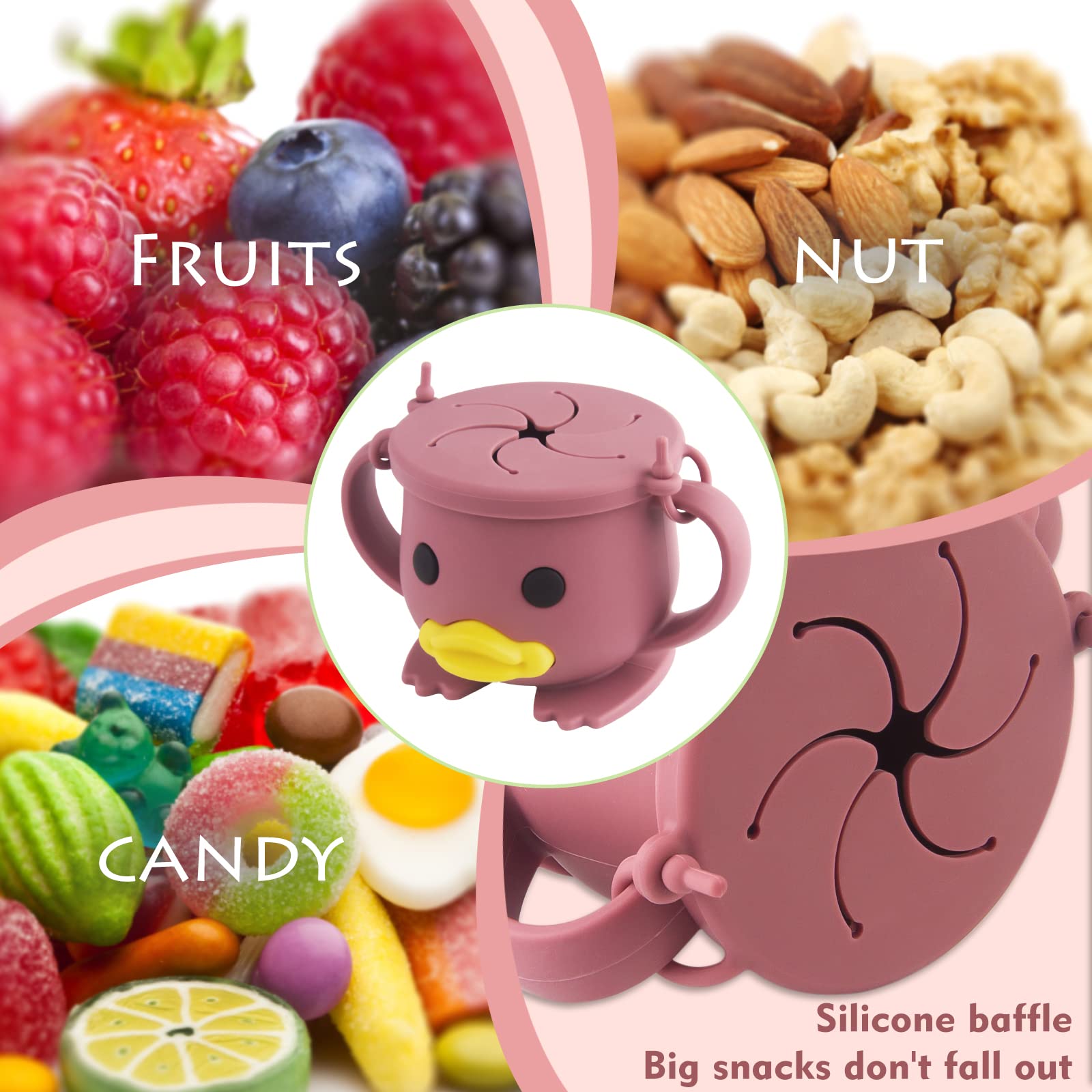 Nohlerlife snack cup with two handles for easy toddler grip