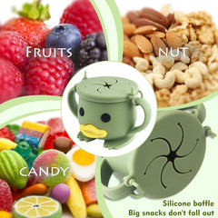 Nohlerlife snack cup with two handles aids toddler grip and independence.
