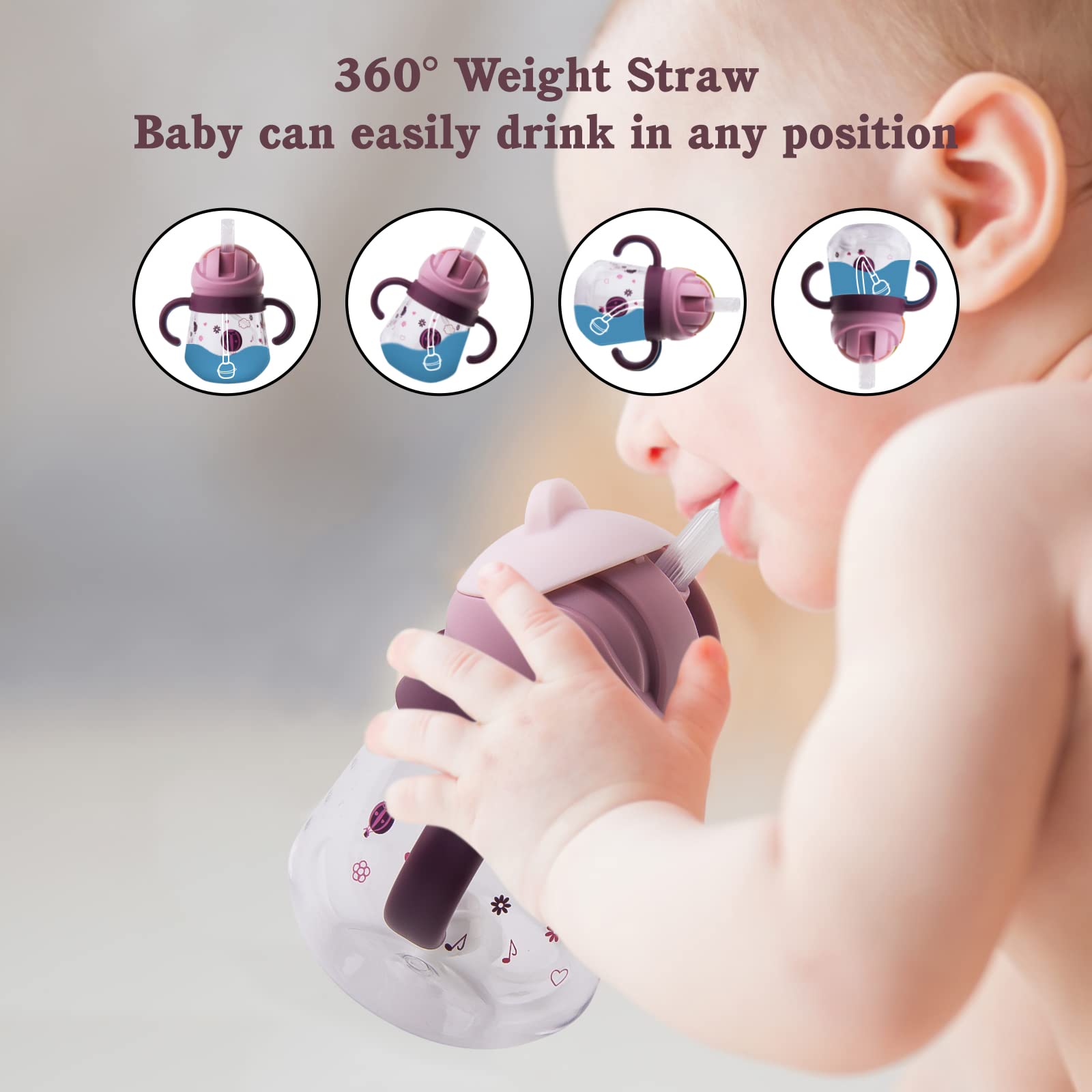 nohlerlife Sippy Cup with double handles offers easy grip for small hands.