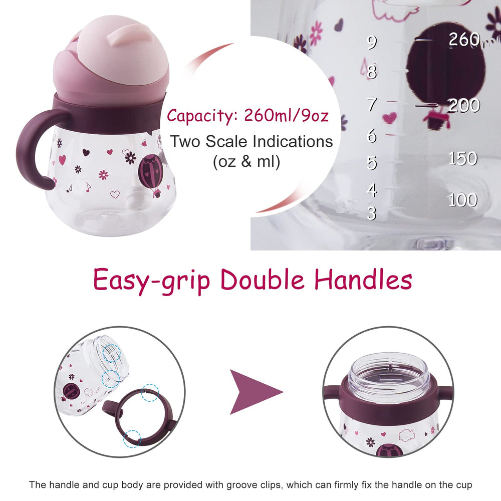 nohlerlife Sippy Cup features a v-shaped spout to help control spills.