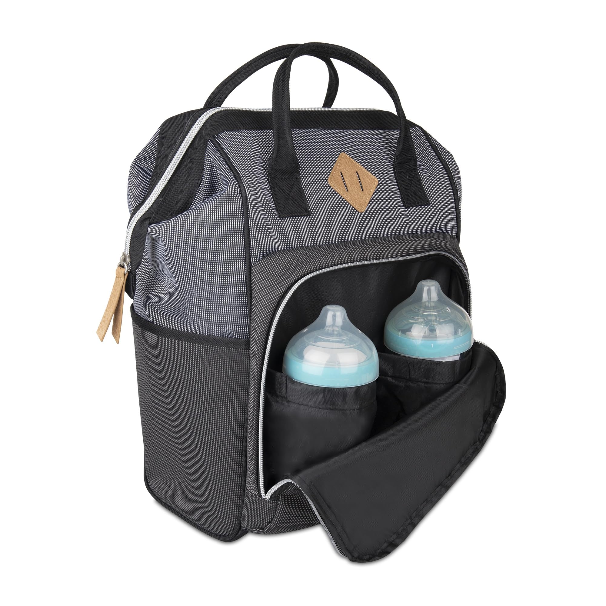 NoJo Baby Boom Gear bottle pockets outside for convenient feeding on the go.