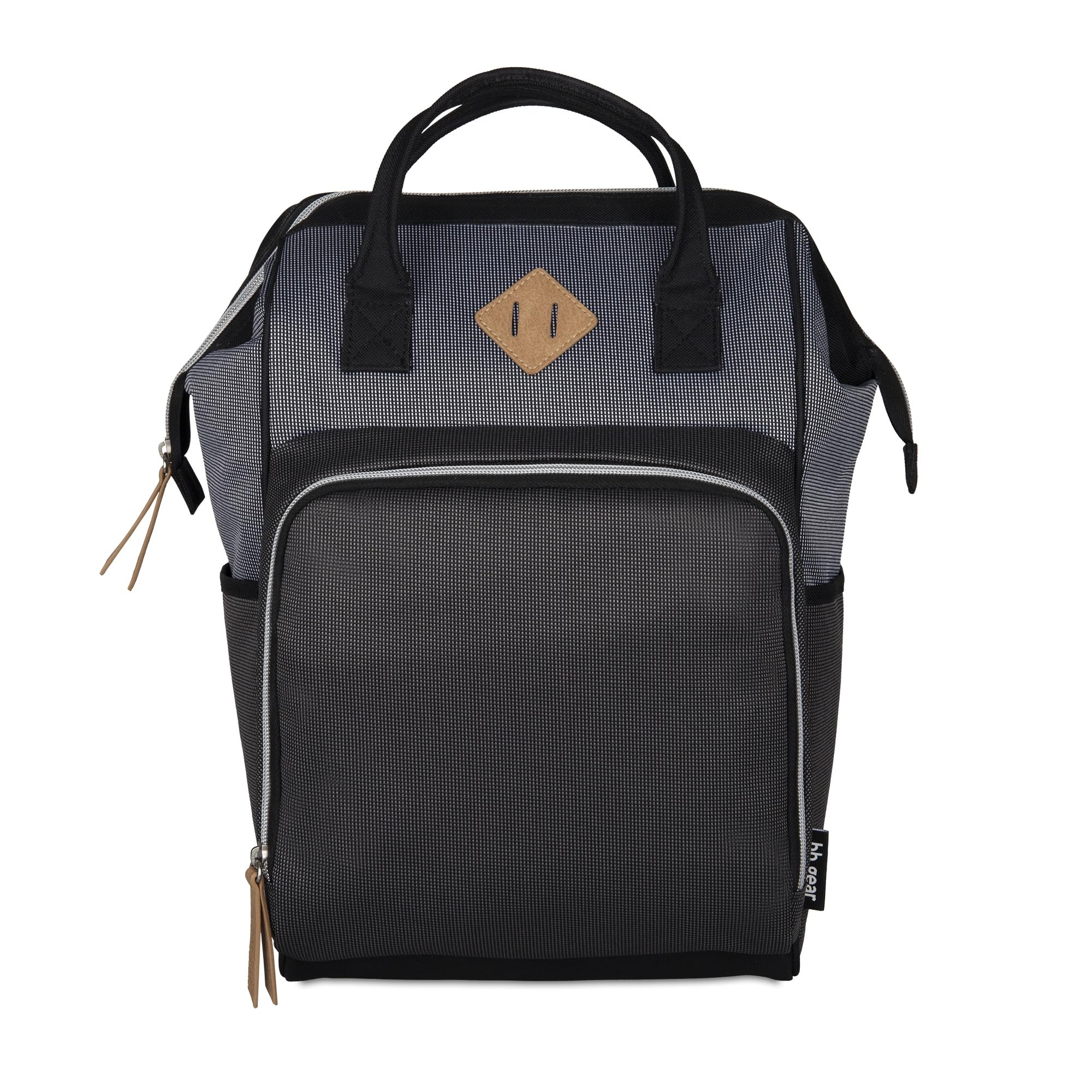 NoJo Baby Boom Gear Clamshell Backpack open interior showing organized storage.