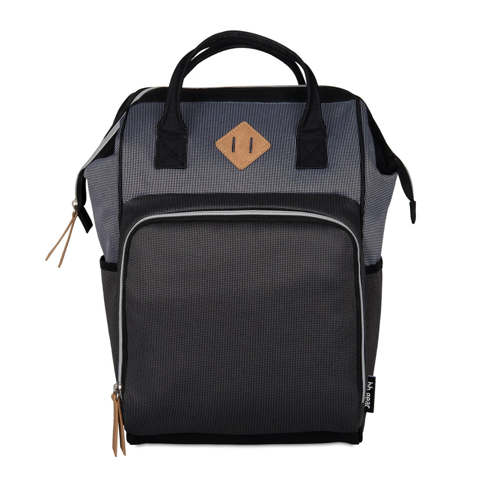 NoJo Baby Boom Gear Clamshell Backpack open interior showing organized storage.