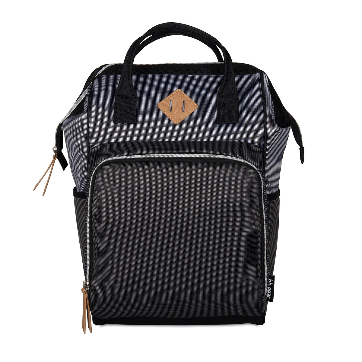 NoJo Baby Boom Gear Clamshell Backpack open interior showing organized storage.