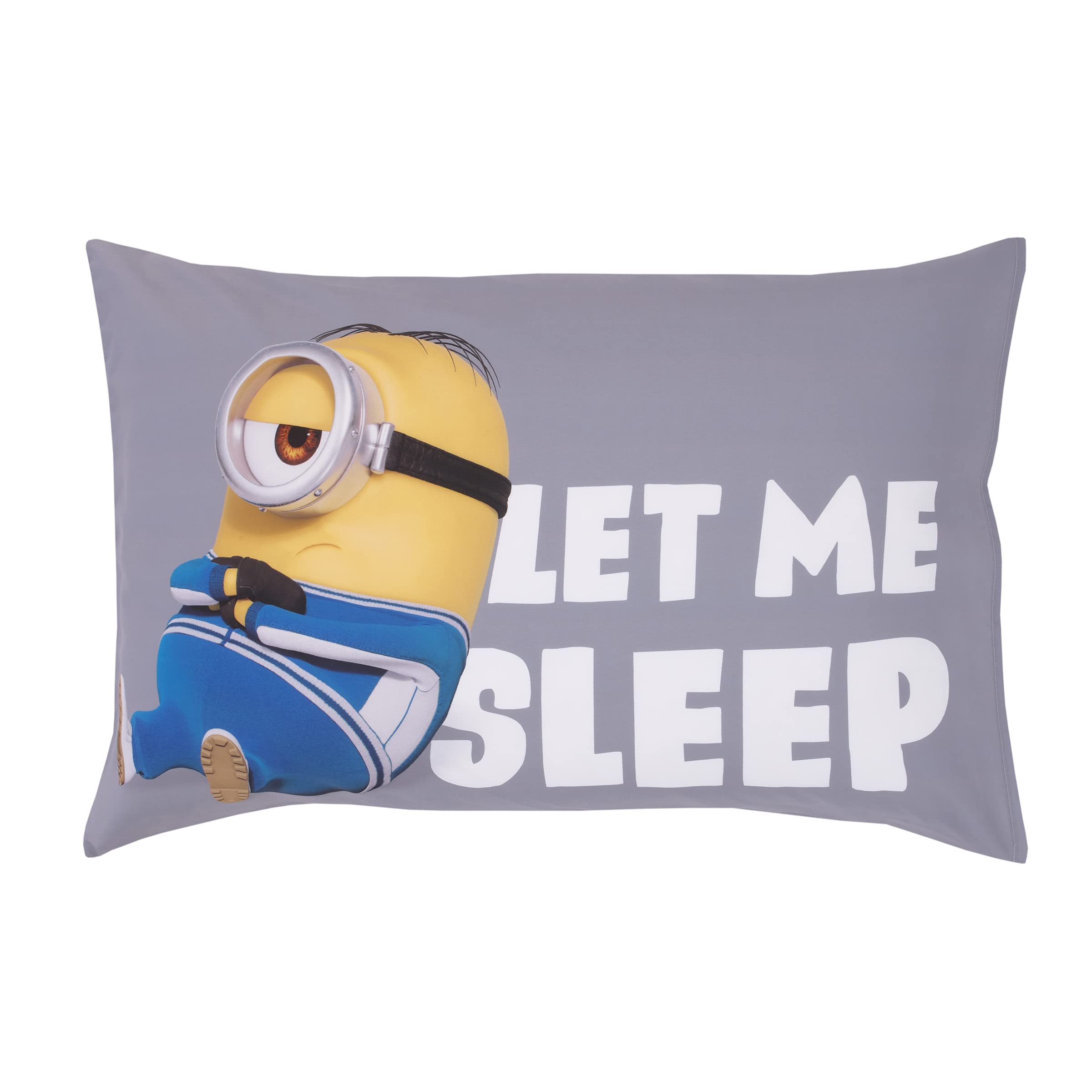 NoJo Illimuniation Lazy Minions bedding set displayed on a toddler bed