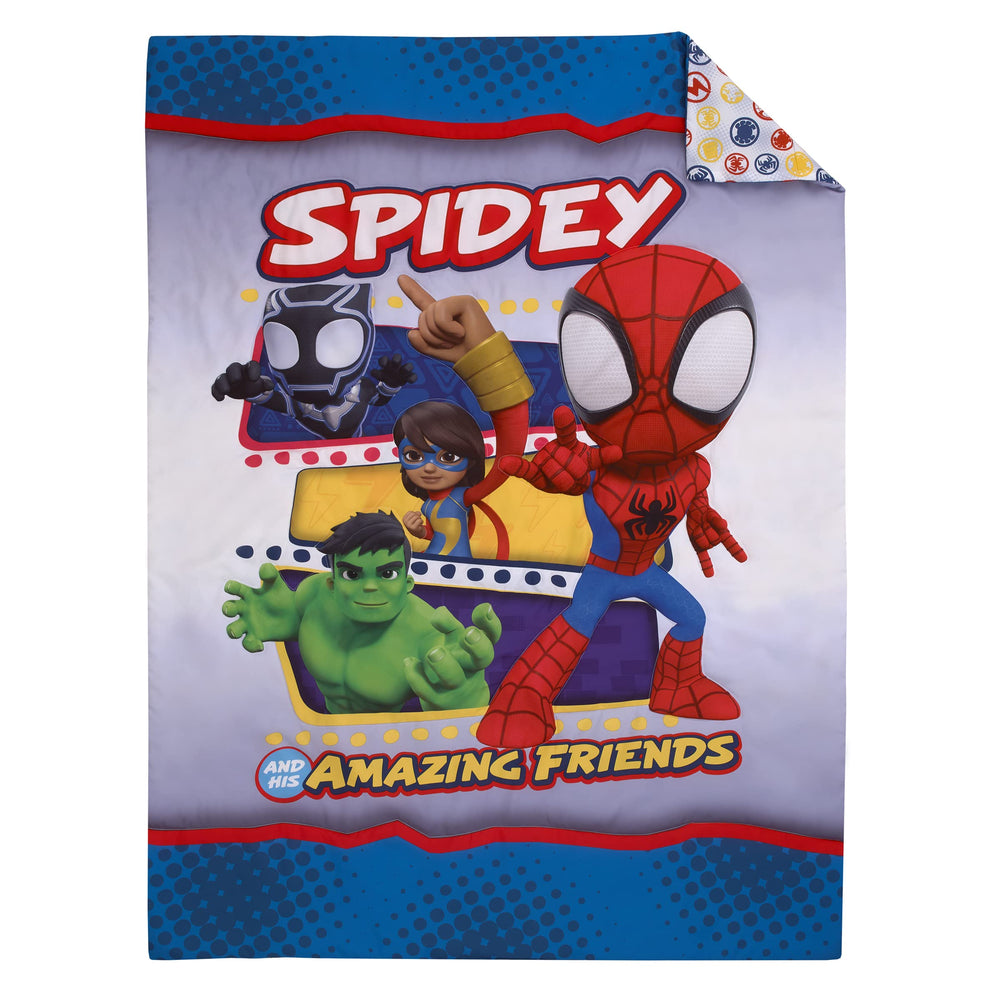 NoJo Marvel Spidey fitted sheet in bright colors for a snug toddler mattress fit