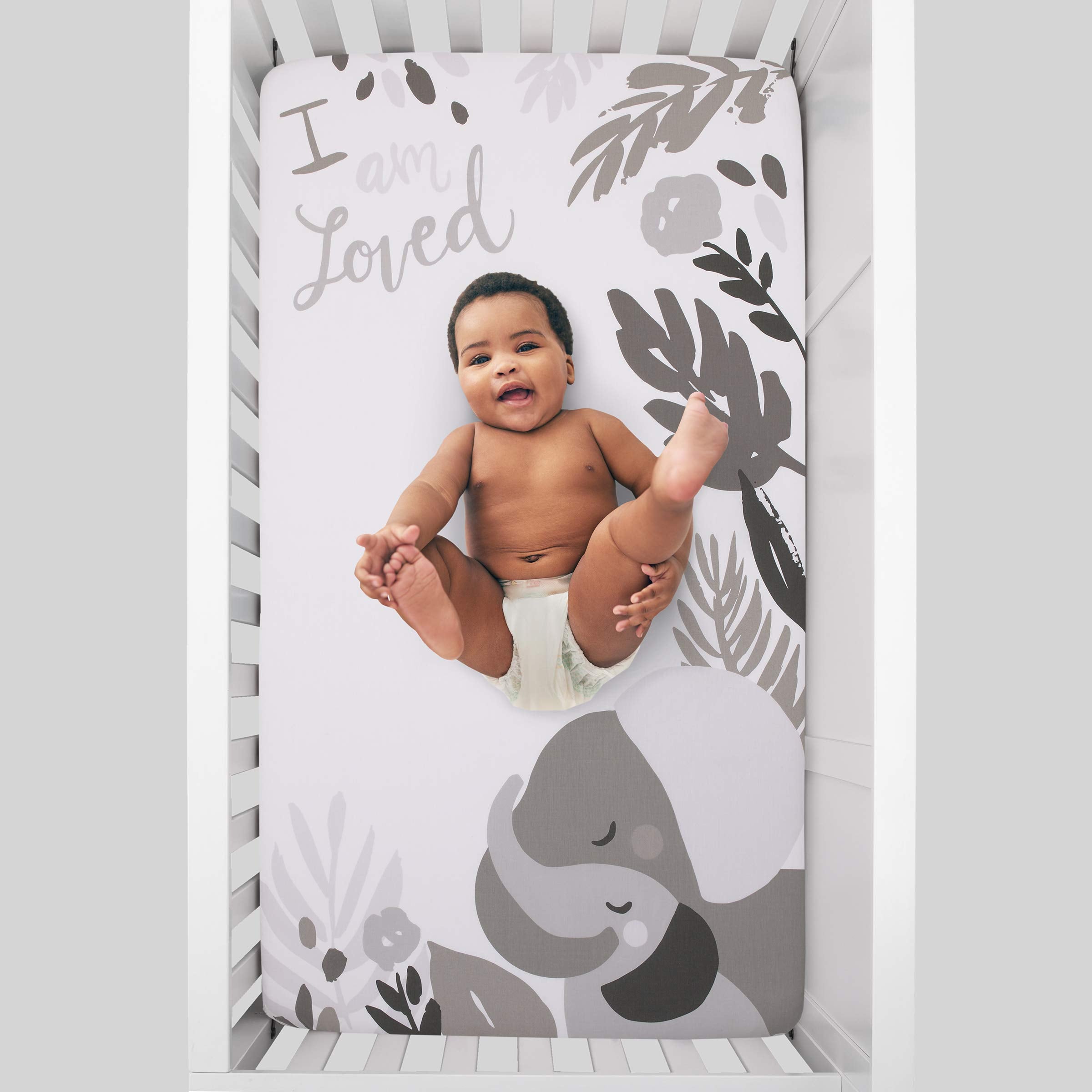 NoJo 100% cotton crib sheet offers a soft touch for comfortable naps.