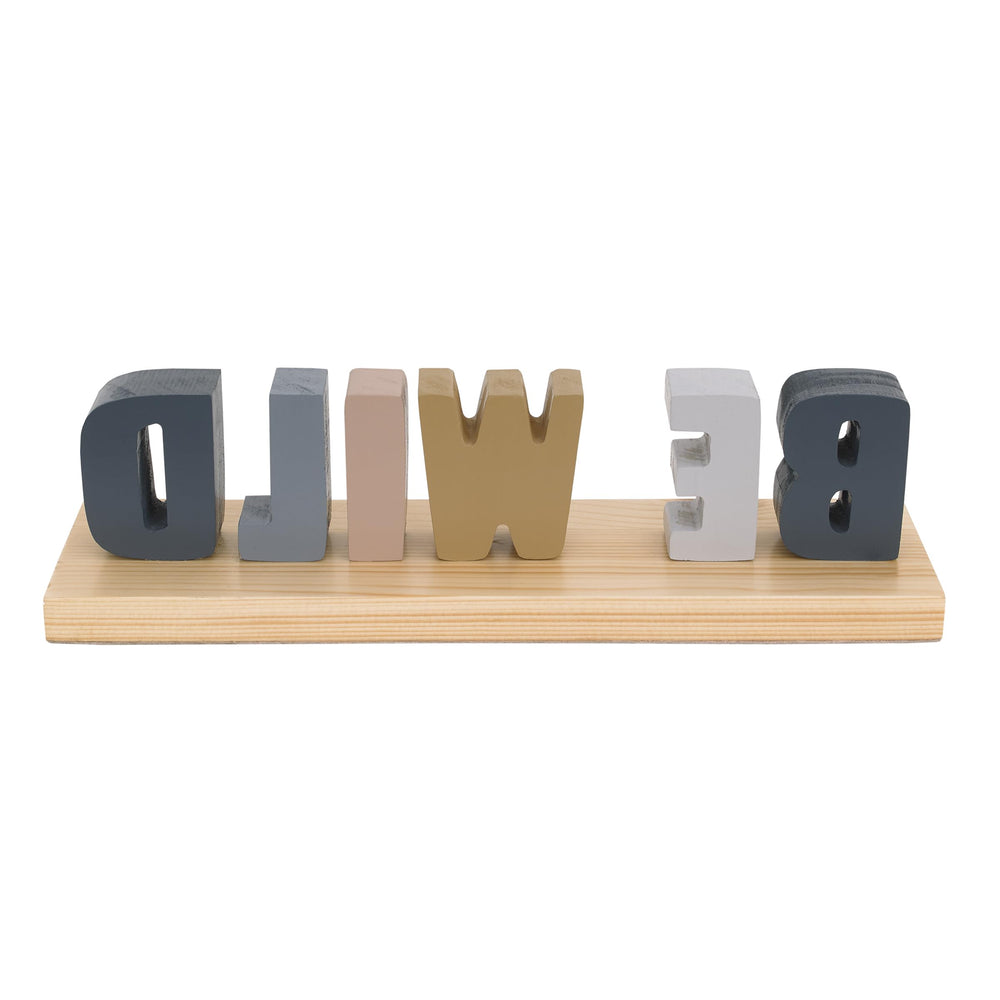 NoJo Be Wild Shelfie rests on natural wood base, elevating shelf styling.