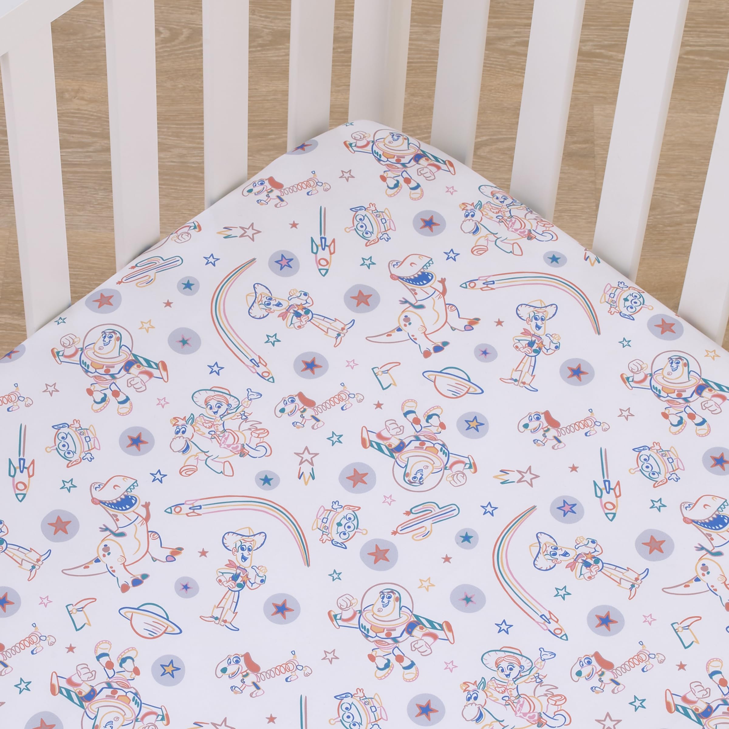 NoJo Disney Toy Story colorful pattern adds charm to any nursery decor.