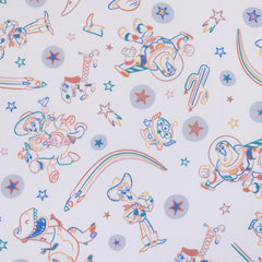 NoJo Toy Story Jessie with stars and rockets inspires playtime on a soft crib sheet.