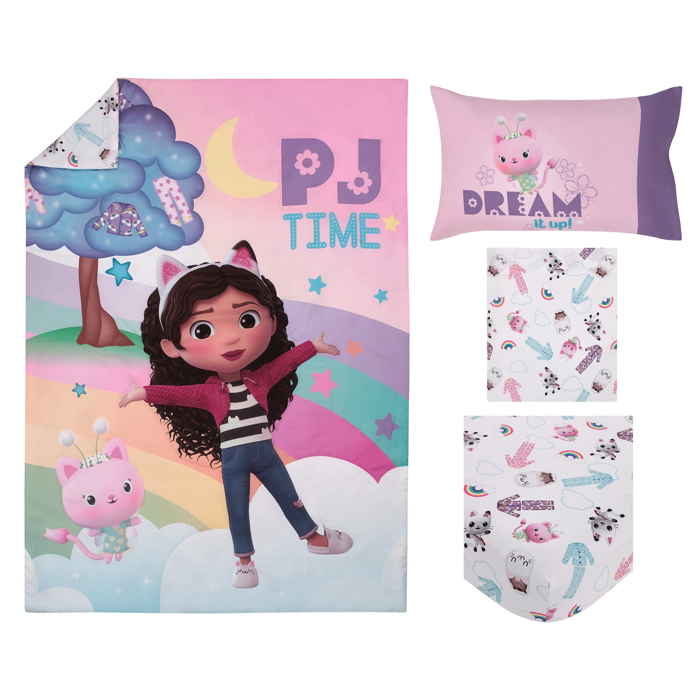 NoJo DreamWorks Gabby's Dollhouse bed set coordinates with the Dream It Up collection.