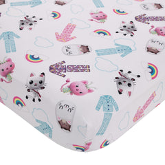 NoJo DreamWorks Gabby's Dollhouse flat sheet in pajama party print for soft layering.