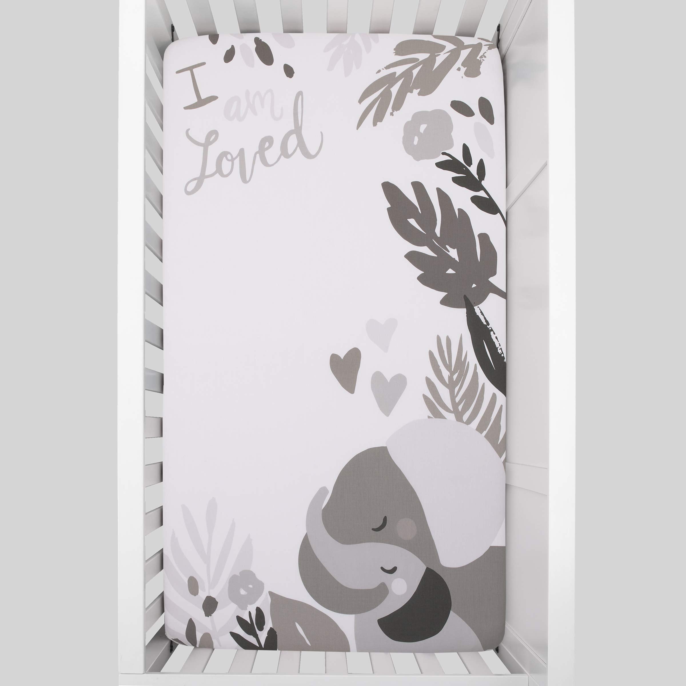 NoJo elastic-all-around fit keeps the sheet snug on standard crib mattresses.
