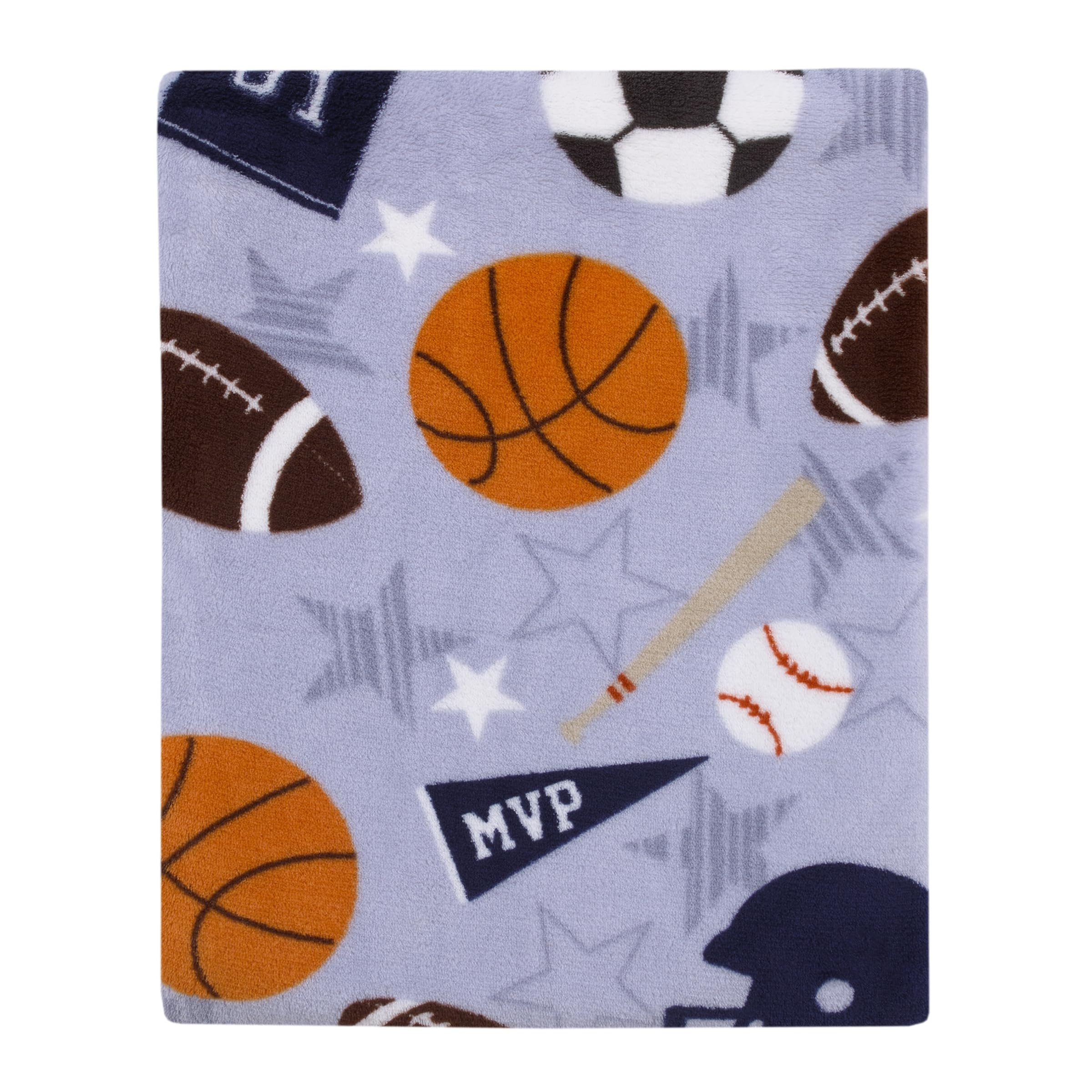 NoJo Everything Kids Sports blanket with basketballs pattern for cozy playtime