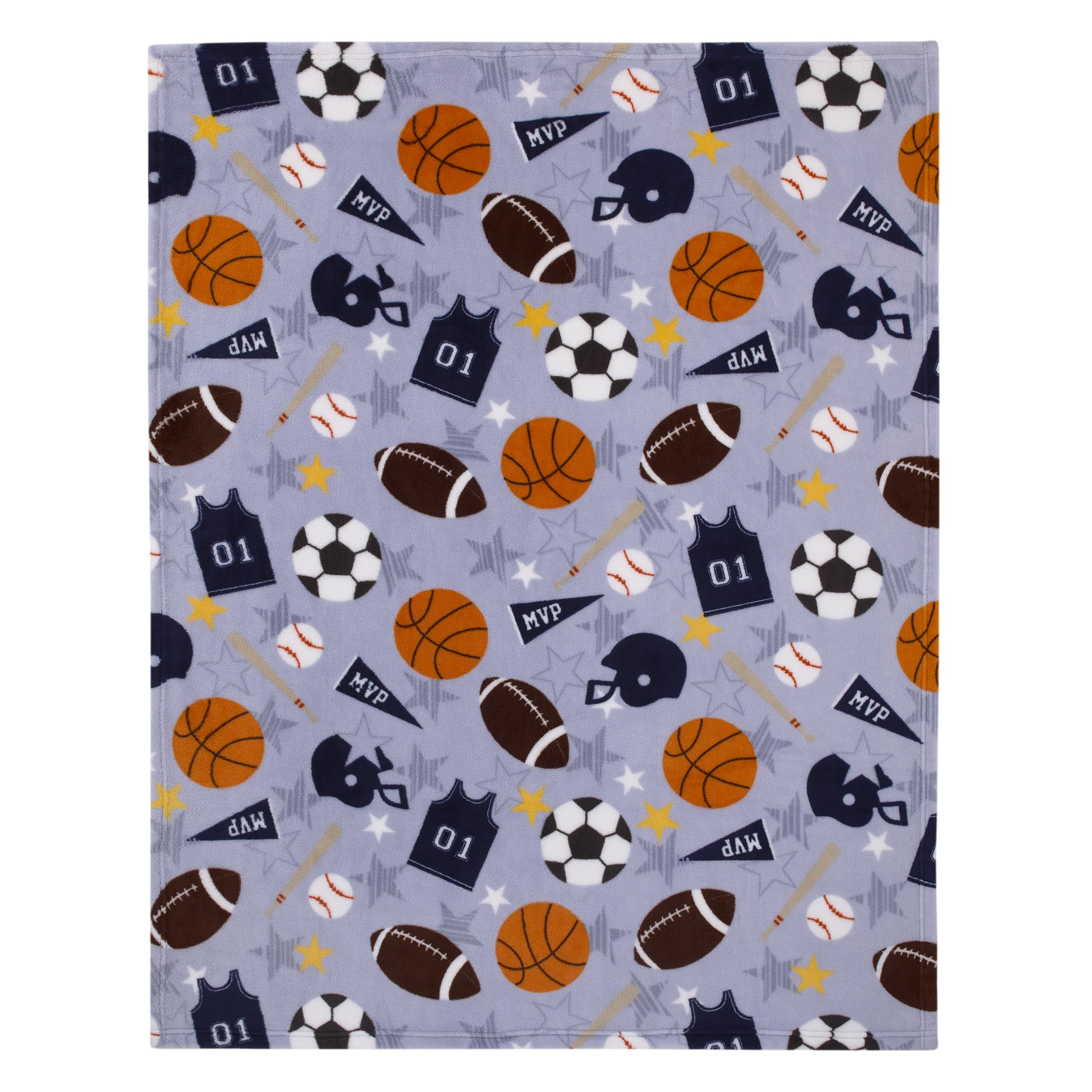 NoJo blanket with jerseys and MVP pennants for sporty flair and comfort
