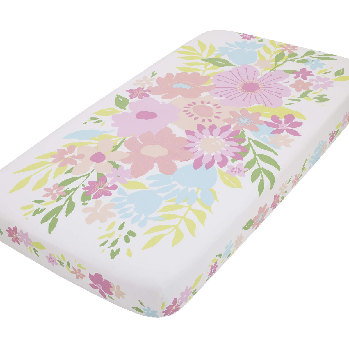NoJo Floral Burst crib sheet—main view shows soft cotton and vibrant florals for photo-worthy naps.