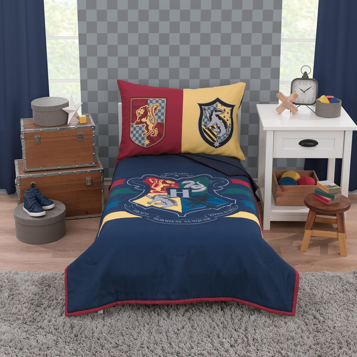 NoJo Harry Potter comforter showcases wizarding world design for cozy toddler beds.