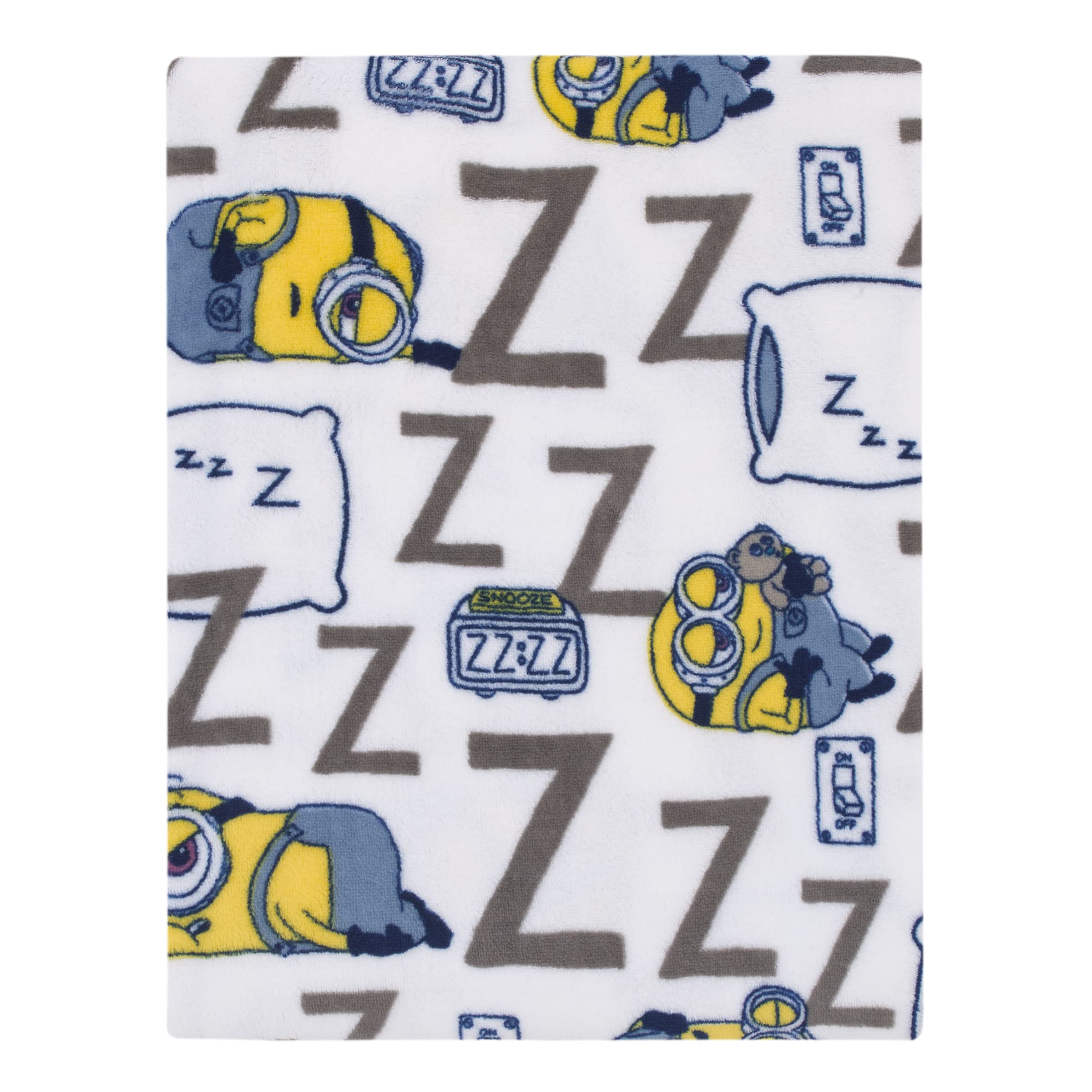 NoJo Illumination Lazy Minions blanket in gray-blue-white, cozy cuddle for toddlers on the go