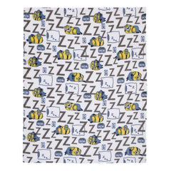 NoJo Illumination Lazy Minions blanket with Zzz pattern, ideal for park outings