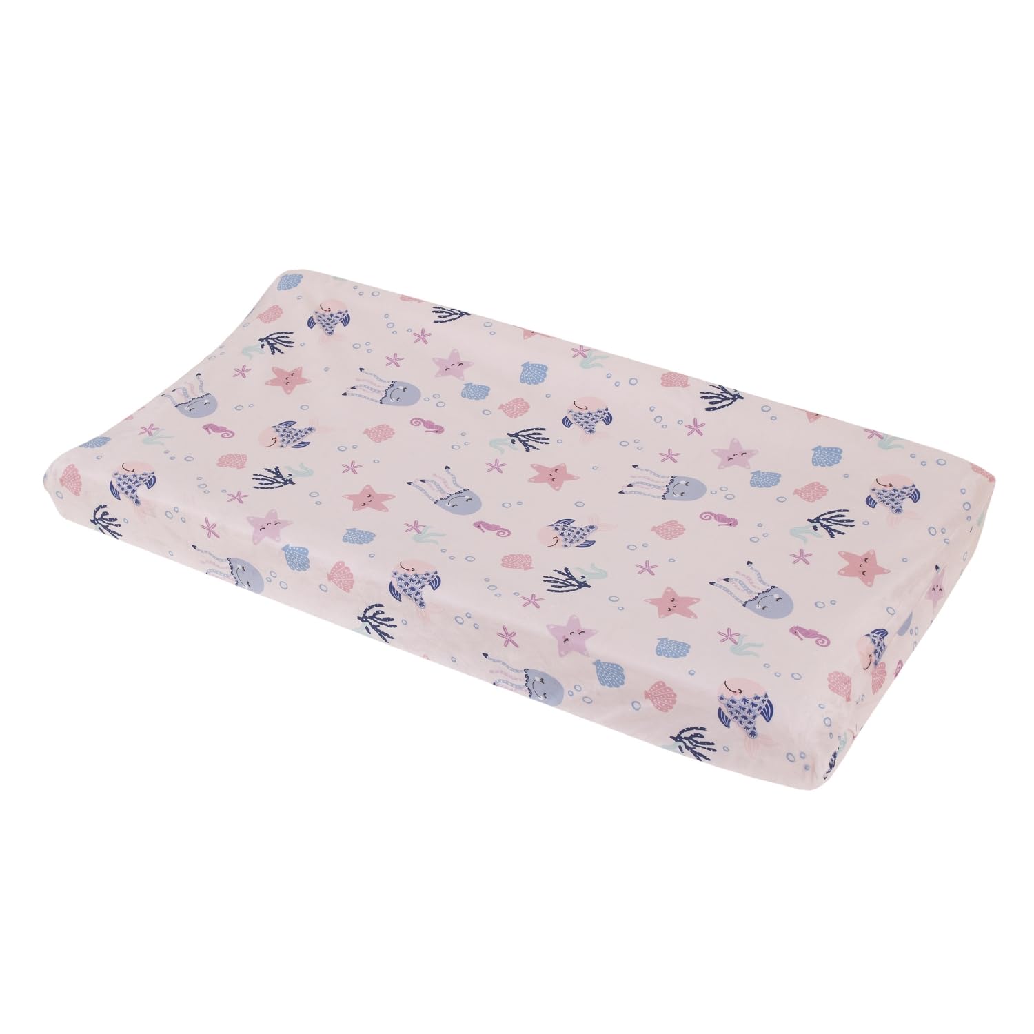 NoJo pink aqua texture on Mermaid Lagoon cover for a cuddly feel.