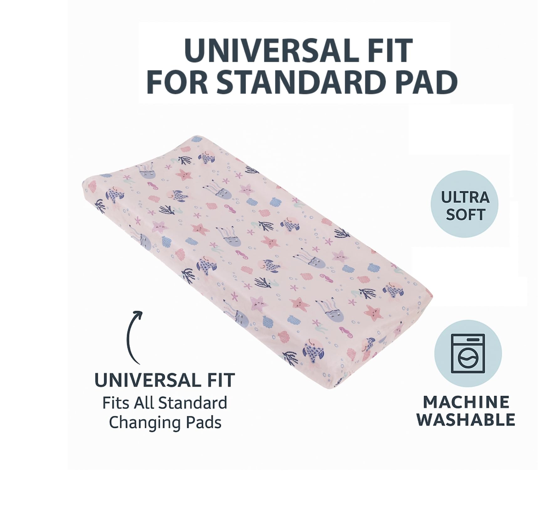 Close up of NoJo soft contoured changing pad cover showing cozy surface.