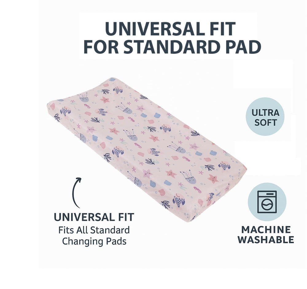 Close up of NoJo soft contoured changing pad cover showing cozy surface.