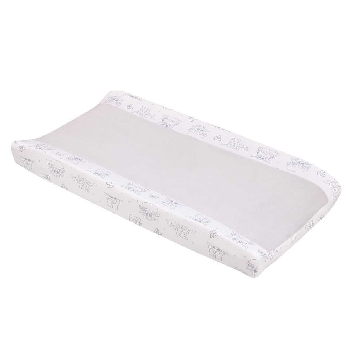 NoJo Grogu contoured changing pad cover front view, soft fabric for gentle diaper changes.