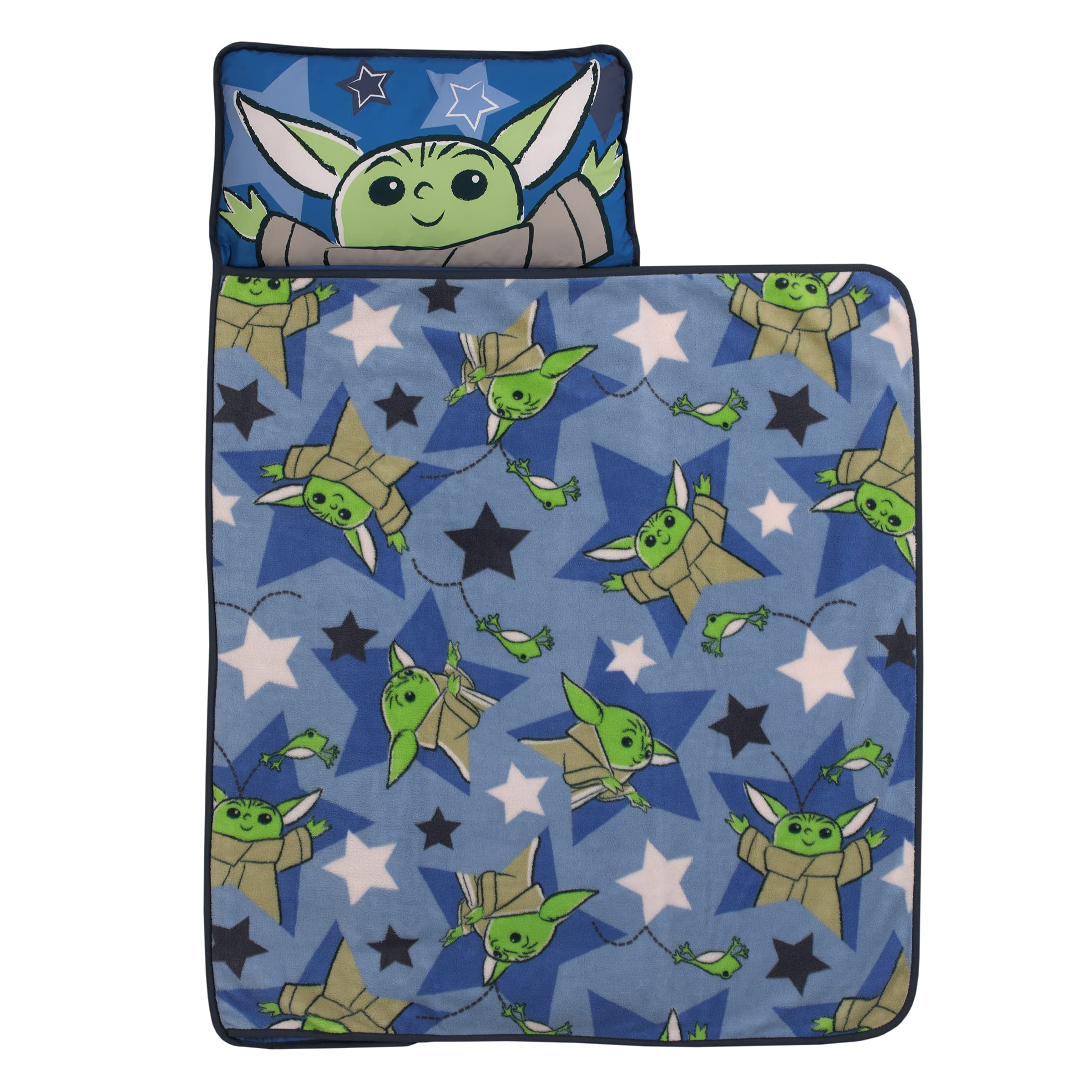 NoJo Star Wars nap mat, rolled and secured for easy transport.