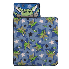 NoJo Star Wars nap mat, rolled and secured for easy transport.