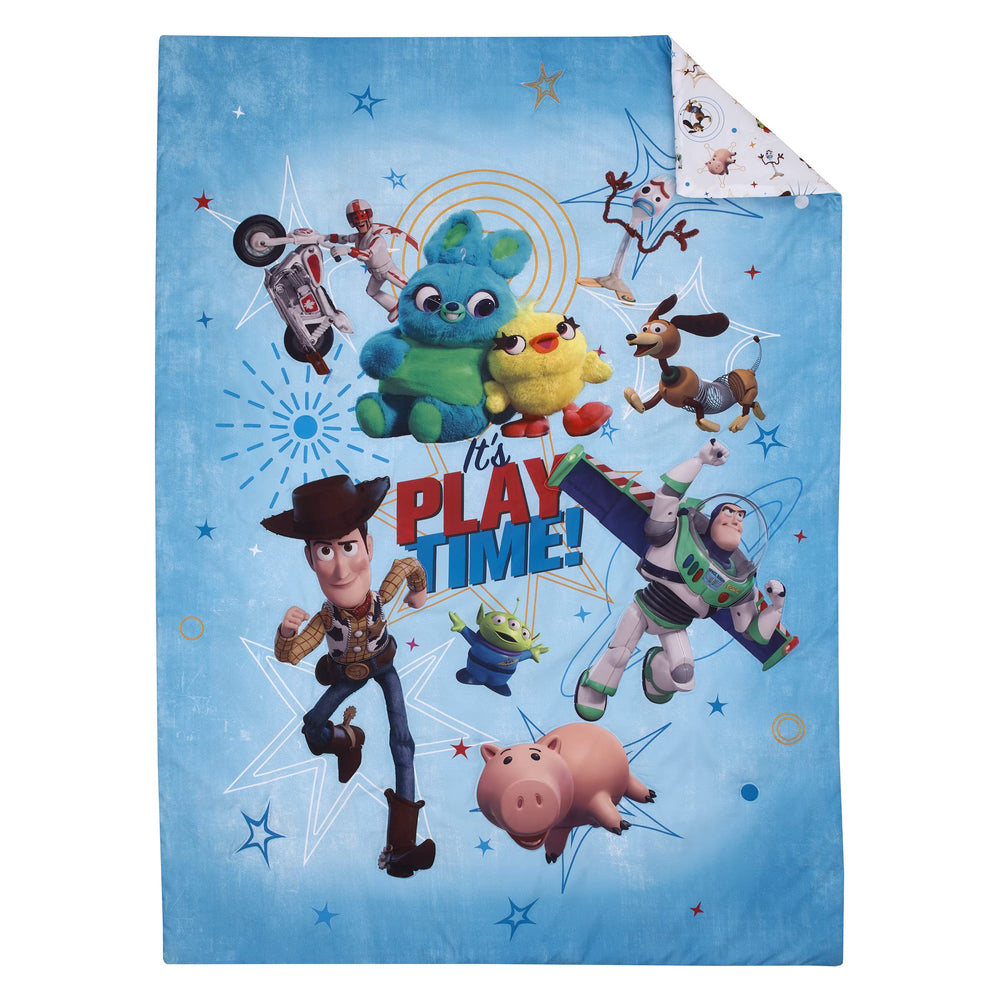 NoJo Toy Story comforter close-up of Woody and Buzz for vibrant decor