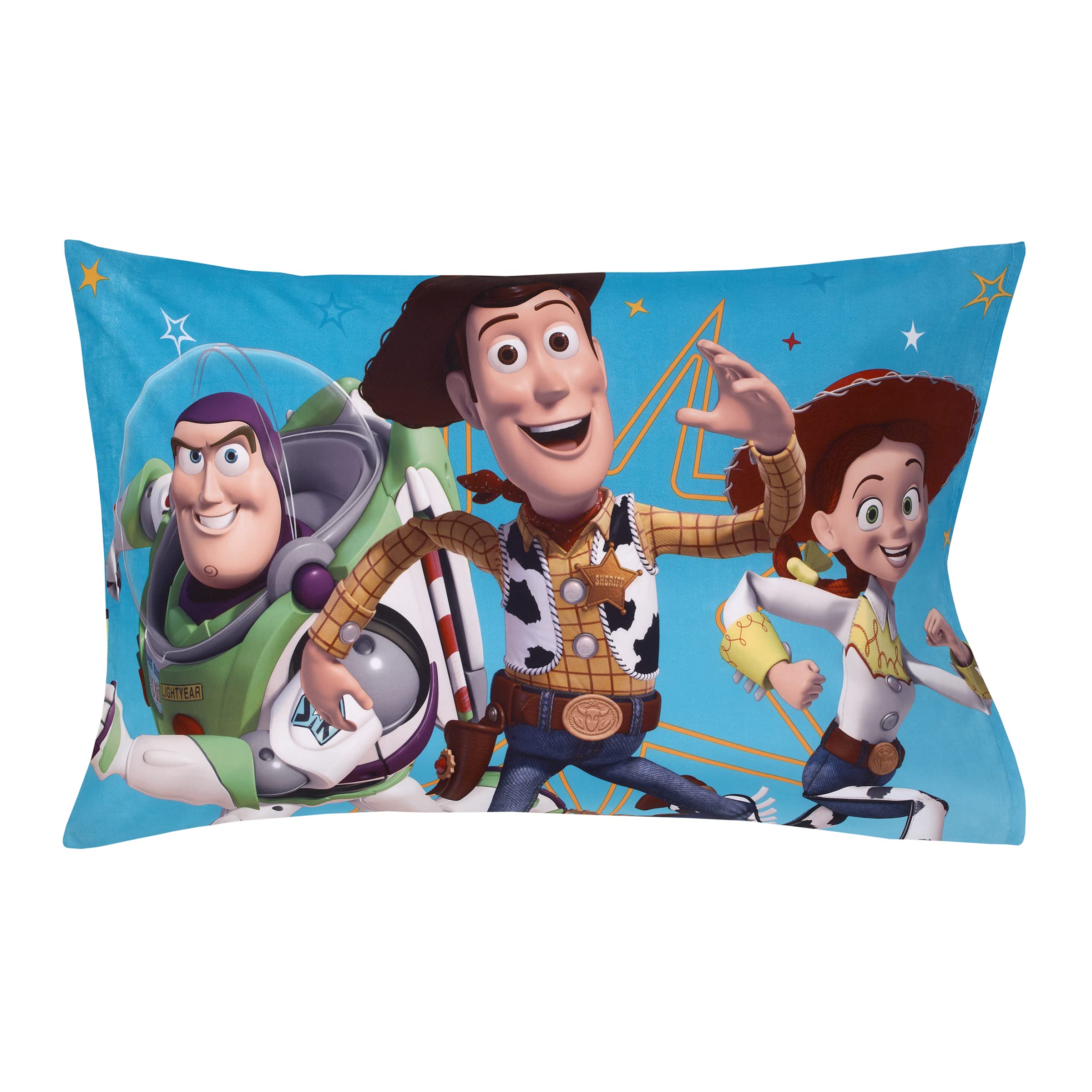 NoJo Toy Story reversible pillowcase front shows Woody and Buzz for versatile decor