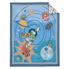 NoJo aliens graphic crib sheet featuring full elastic for a snug fit.