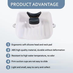 Nolasalon portable shampoo basin suction cups securely grip countertops for stable use.