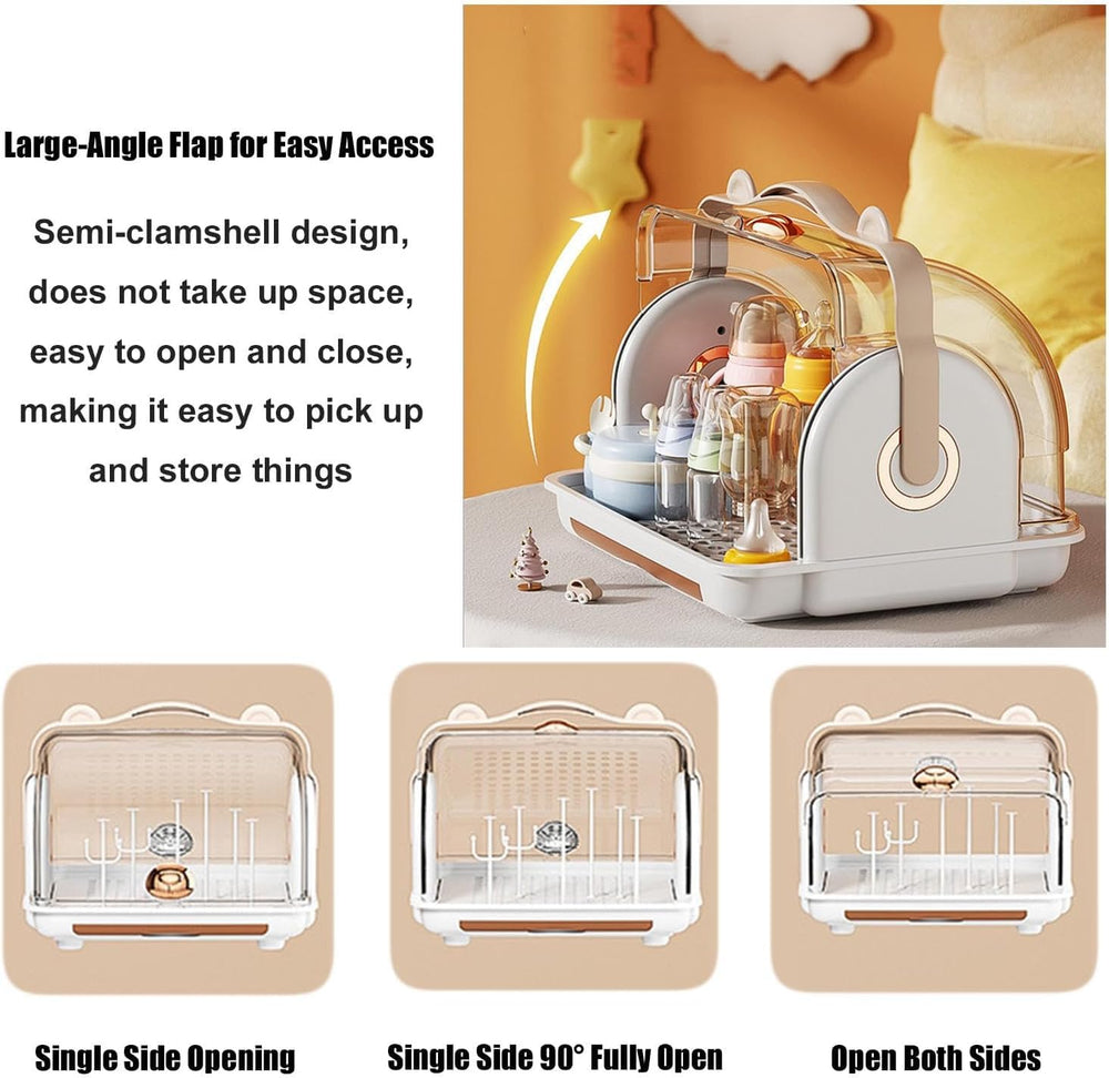 Nollapo baby bottle drying rack orange top view for compact countertop use