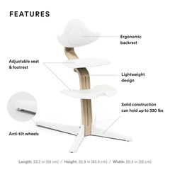 Nomi chair side view highlights adjustable height for growing child